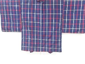 アンティーク　格子織り出し手織り節紬羽織